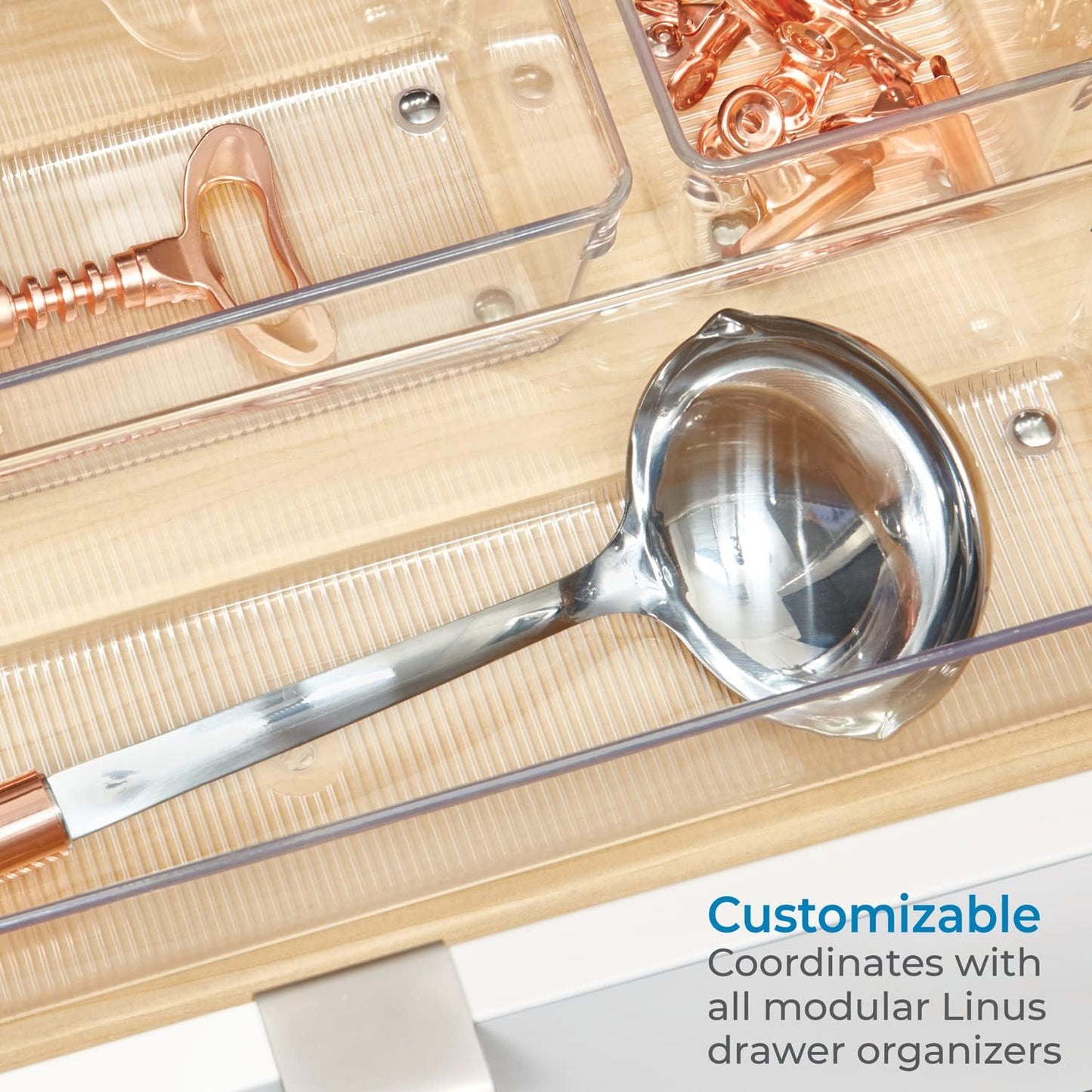 Utensil Holder & Silverware Organizer, Set of 2 | 4" x 12" x 3", Clear, Kitchen Utensils Storage, Countertop Storage