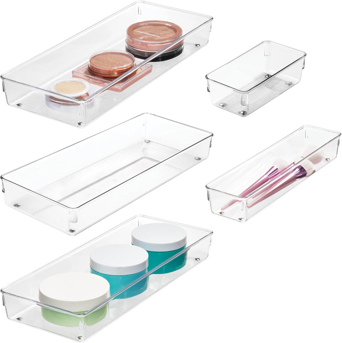 Utensil Holder & Silverware Organizer, Set of 2 | 4" x 12" x 3", Clear, Kitchen Utensils Storage, Countertop Storage