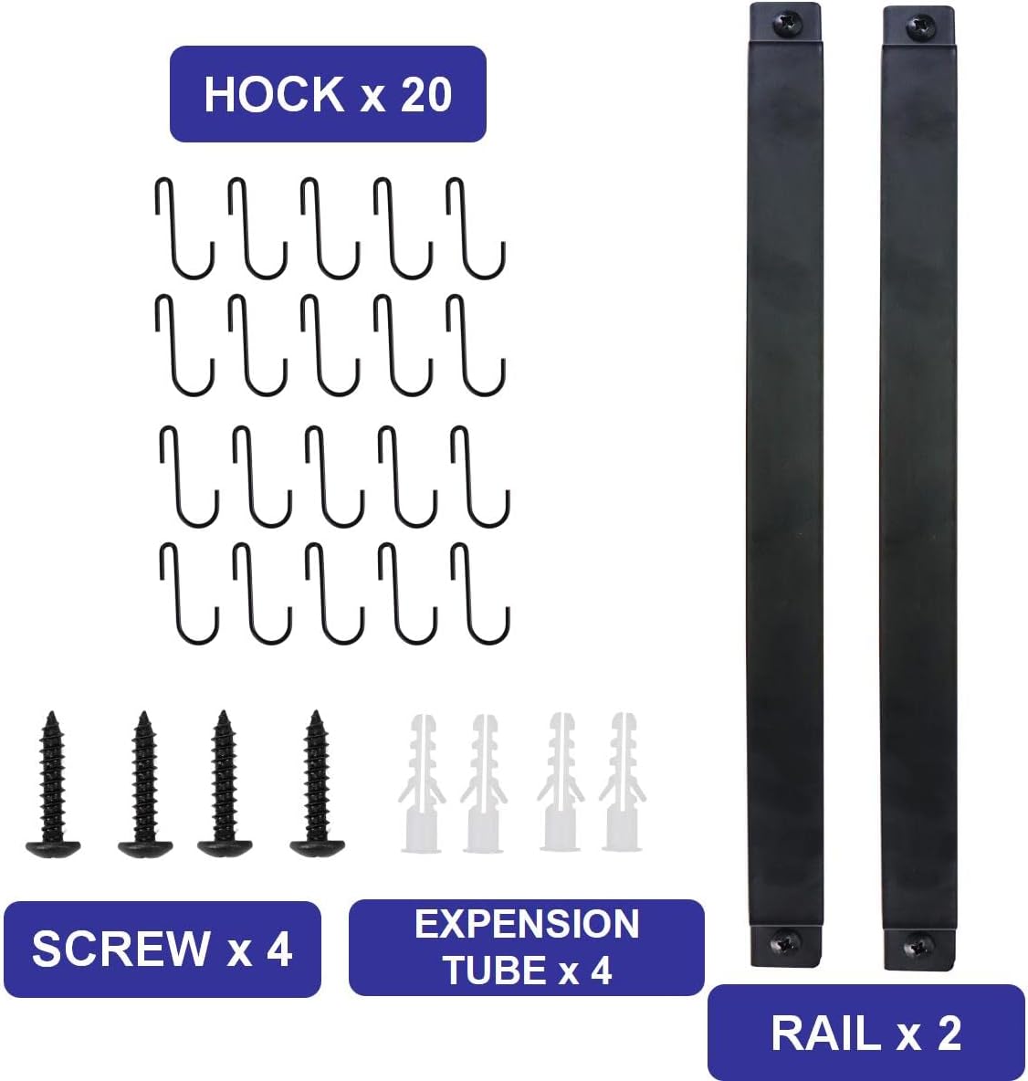 Utensil Holder, Kitchen Rail With 10 Hooks, Pots and Pans Organizer Hanger, Wall Mounted Wrought Iron Hanging Black 17 Inch for Coffee Mug Rack Cup Hanging, Set of 2