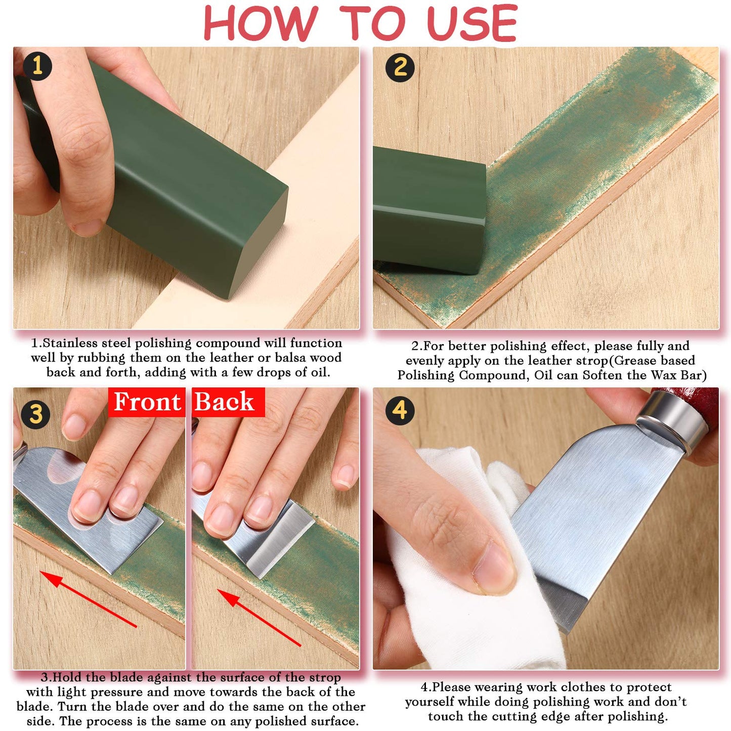 300g/ 9.8 Oz Metal Polishing Compound Fine Green and White Buffing Compound Bars Leather Strop Sharpening Stropping Compounds for Knife Sharpening(2 Pack, Total 9.8 Oz)