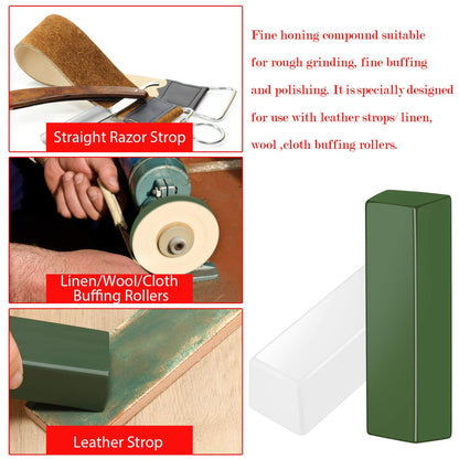 300g/ 9.8 Oz Metal Polishing Compound Fine Green and White Buffing Compound Bars Leather Strop Sharpening Stropping Compounds for Knife Sharpening(2 Pack, Total 9.8 Oz)