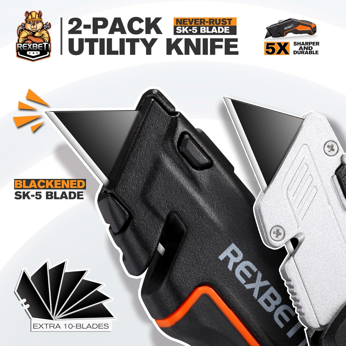 Box Cutter, Utility Knife with Blade Storage, 18 Blades