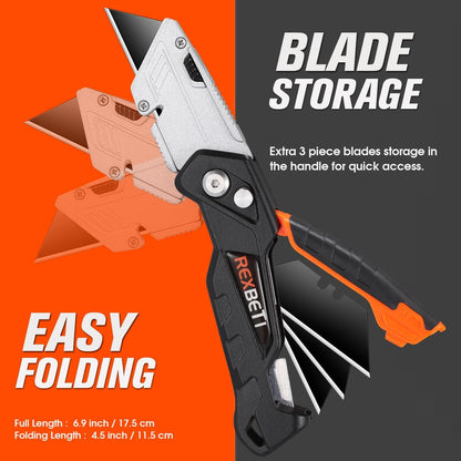 Box Cutter, Utility Knife with Blade Storage, 18 Blades