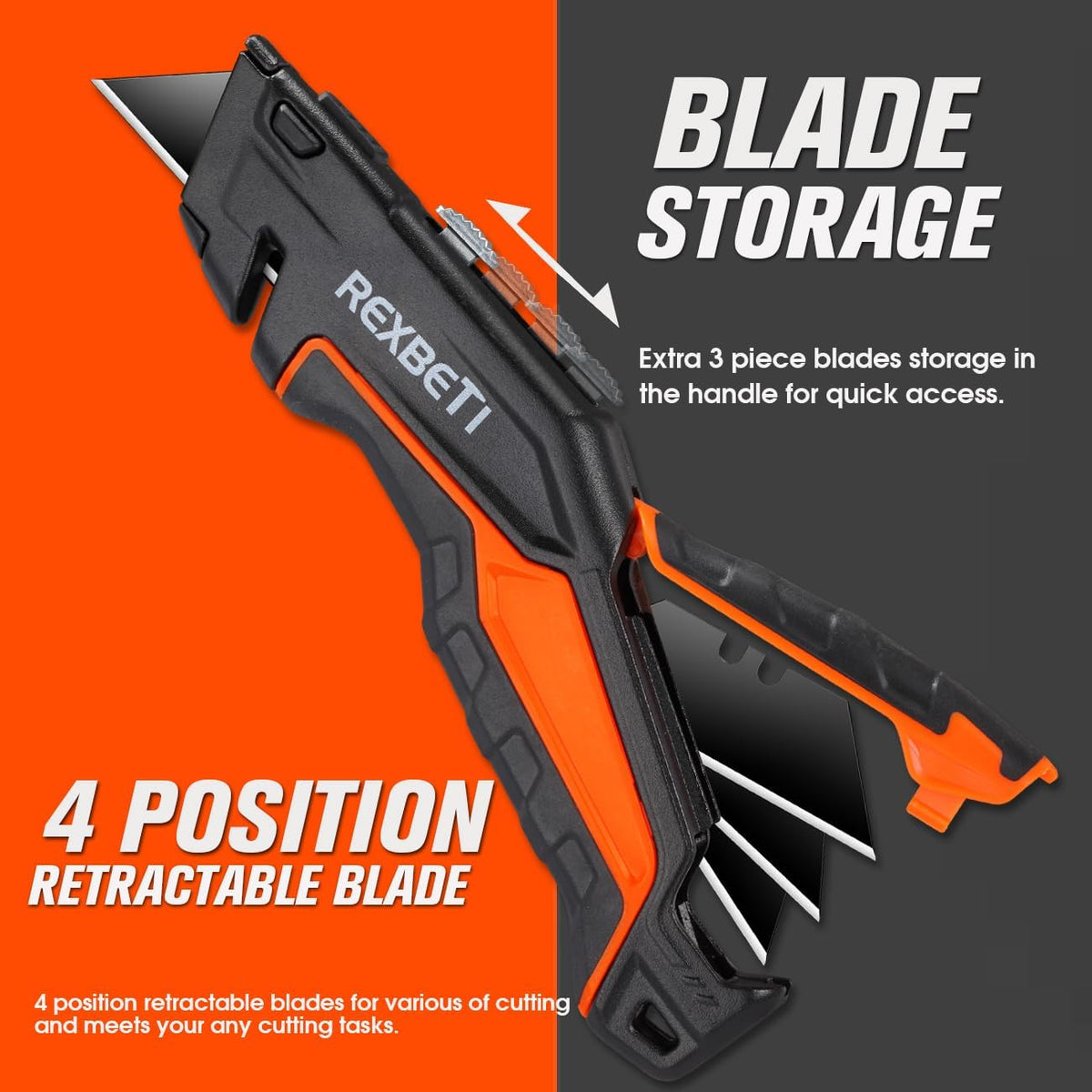 Box Cutter, Utility Knife with Blade Storage, 18 Blades