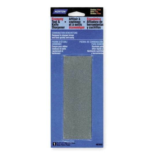 Abrasives - 07660787933 Economy Tool & Knife Sharpener, Course/Fine Combination Benchstone, 6" x 2" x 3/4" Retail Pack, Black