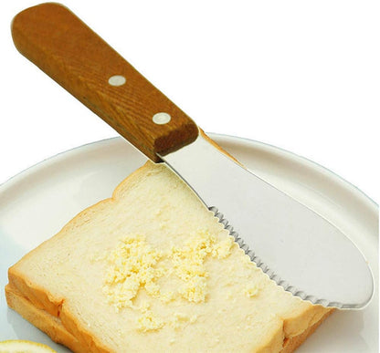 Stainless Steel Butter Spreader Butter Knife Spreader with Wood Handle for Butter, Cheese, Cream, Sandwich, and Condiment Serving (4 Pack)