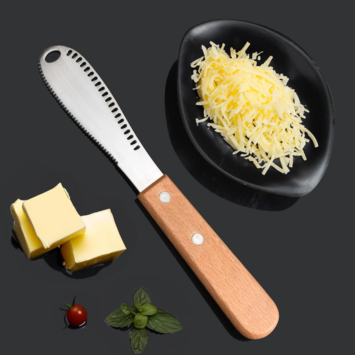 Stainless Steel Butter Spreader Butter Knife Spreader with Wood Handle for Butter, Cheese, Cream, Sandwich, and Condiment Serving (4 Pack)