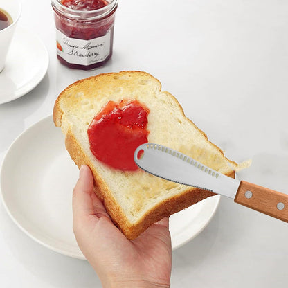 Stainless Steel Butter Spreader Butter Knife Spreader with Wood Handle for Butter, Cheese, Cream, Sandwich, and Condiment Serving (4 Pack)