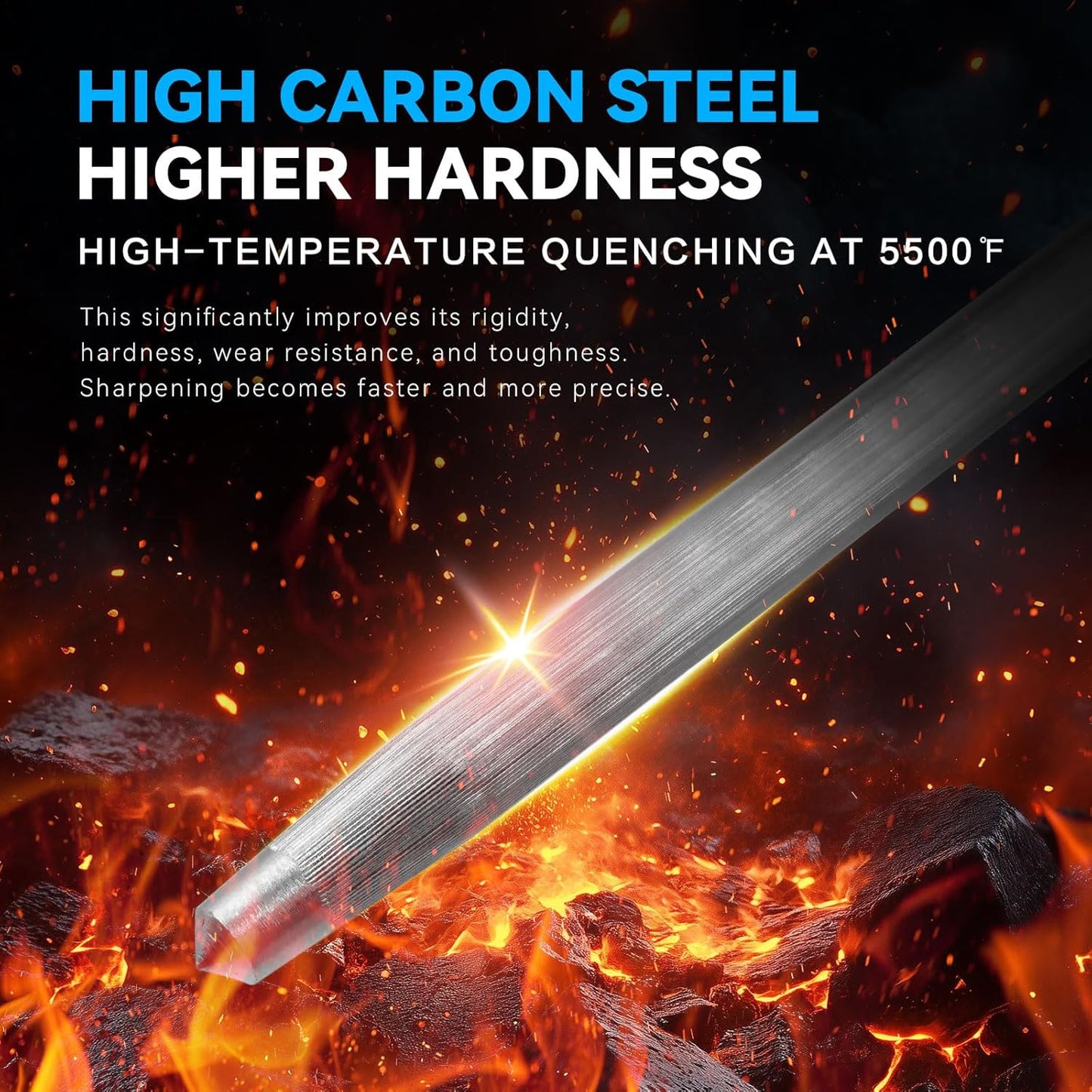 Honing Rod 10'', German High Carbon Steel Knife Sharpener Rod with Premium Gift Box, Professional Fine Sharpening Stone Kitchen Knife Whetstone with Stainless Steel Handle, 10 inch
