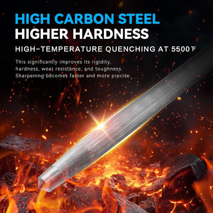 Honing Rod 10'', German High Carbon Steel Knife Sharpener Rod with Premium Gift Box, Professional Fine Sharpening Stone Kitchen Knife Whetstone with Stainless Steel Handle, 10 inch