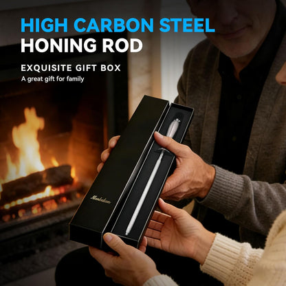 Honing Rod 10'', German High Carbon Steel Knife Sharpener Rod with Premium Gift Box, Professional Fine Sharpening Stone Kitchen Knife Whetstone with Stainless Steel Handle, 10 inch