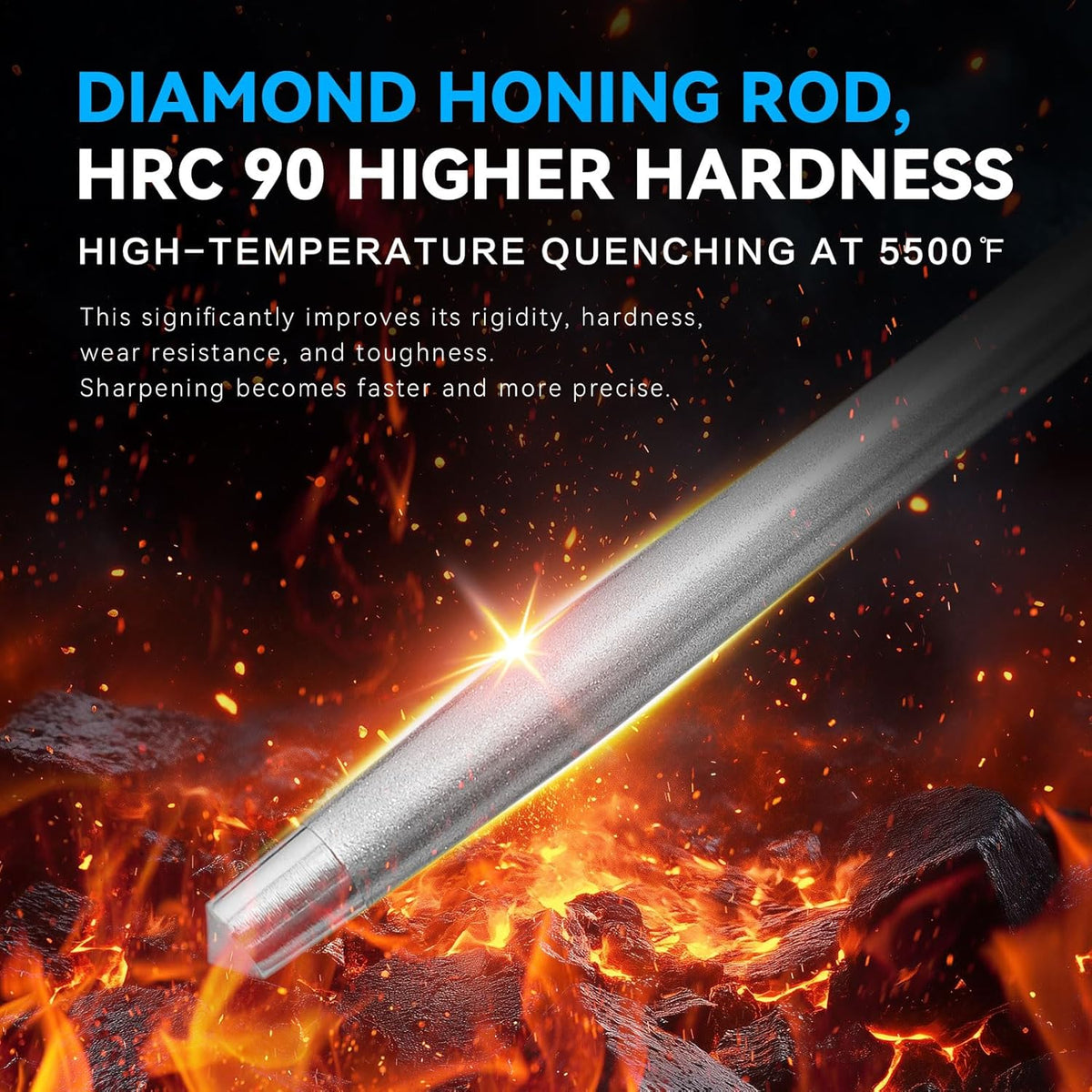 Honing Rod 10'', German High Carbon Steel Knife Sharpener Rod with Premium Gift Box, Professional Fine Sharpening Stone Kitchen Knife Whetstone with Stainless Steel Handle, 10 inch