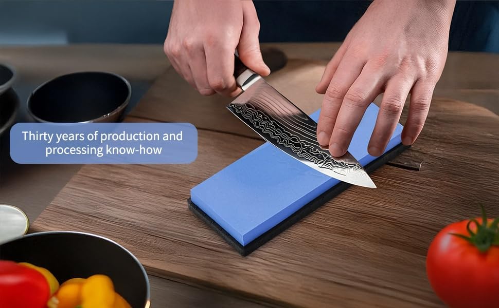 Knife Sharpening Stone Whetstone 1000 Grit Knife Sharpener Enough for Daily Sharpening Stone With 2 Non-Slip Rubber Bases,Safety and Easy to Use For Beginners