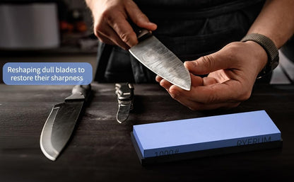 Knife Sharpening Stone Whetstone 1000 Grit Knife Sharpener Enough for Daily Sharpening Stone With 2 Non-Slip Rubber Bases,Safety and Easy to Use For Beginners