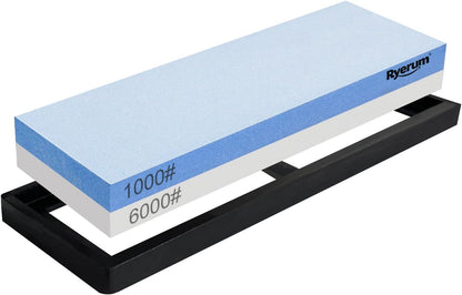 Knife Sharpening Stone Whetstone 1000 Grit Knife Sharpener Enough for Daily Sharpening Stone With 2 Non-Slip Rubber Bases,Safety and Easy to Use For Beginners