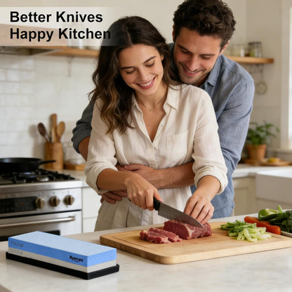 Knife Sharpening Stone Whetstone 1000 Grit Knife Sharpener Enough for Daily Sharpening Stone With 2 Non-Slip Rubber Bases,Safety and Easy to Use For Beginners