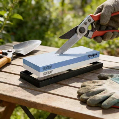 Knife Sharpening Stone Whetstone 1000 Grit Knife Sharpener Enough for Daily Sharpening Stone With 2 Non-Slip Rubber Bases,Safety and Easy to Use For Beginners