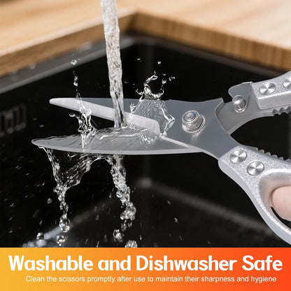 Heavy Duty Poultry Shears, Kitchen Food Scissors All Purpose for Meat Cutting, Chicken Fish Fruit Vegetables, Dishwasher Safe Kitchen Shears with Anti-Slip Handle & Safety Lock, Spring Loaded