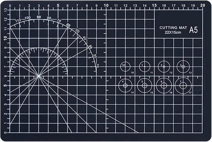 A5 Cutting Mat, Self Healing Sewing Mat, Craft Mat Double Sided 3-Ply Craft Cutting Board for Sewing Crafts Leather Fabric Scrapbooking Project Art Supplies, 8.6“ x 5.9”, Black