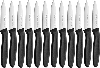 Paring Knife Fruit Knife Set (12 Pieces), Ultra Sharp Stainless Steel Vegetable and Fruit Knife with PP Plastic Ergonomic Handle for Cutting Fruits and Vegetables.