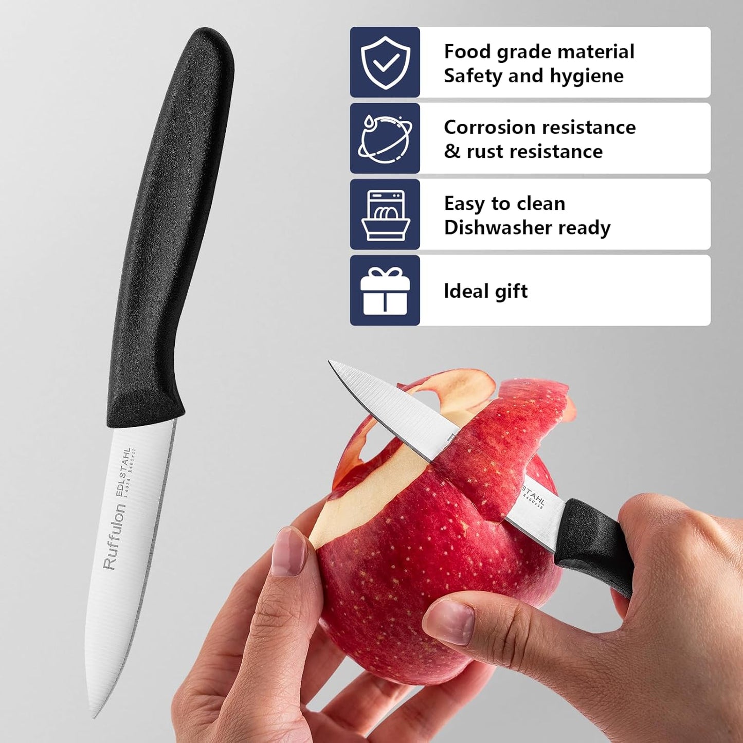 Paring Knife Fruit Knife Set (12 Pieces), Ultra Sharp Stainless Steel Vegetable and Fruit Knife with PP Plastic Ergonomic Handle for Cutting Fruits and Vegetables.