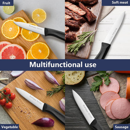 Paring Knife Fruit Knife Set (12 Pieces), Ultra Sharp Stainless Steel Vegetable and Fruit Knife with PP Plastic Ergonomic Handle for Cutting Fruits and Vegetables.