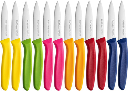 Paring Knife Fruit Knife Set (12 Pieces), Ultra Sharp Stainless Steel Vegetable and Fruit Knife with PP Plastic Ergonomic Handle for Cutting Fruits and Vegetables.