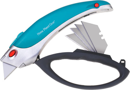 Box Cutter Retractable Utility Knife - Heavy Duty Box Cutter Knife Cardboard Cutter - Box Opener Razor Blades Utility Knife - Box Knife Carpet Cutter with 5 Sharp Blades
