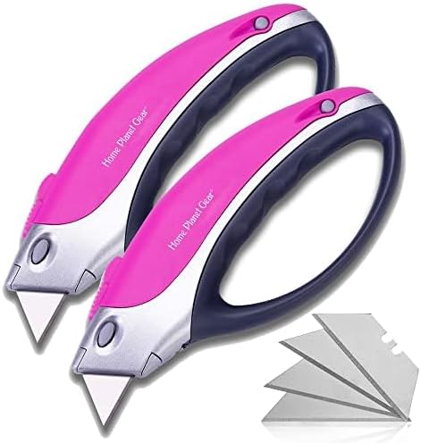 Box Cutter Retractable Utility Knife - Heavy Duty Box Cutter Knife Cardboard Cutter - Box Opener Razor Blades Utility Knife - Box Knife Carpet Cutter with 5 Sharp Blades