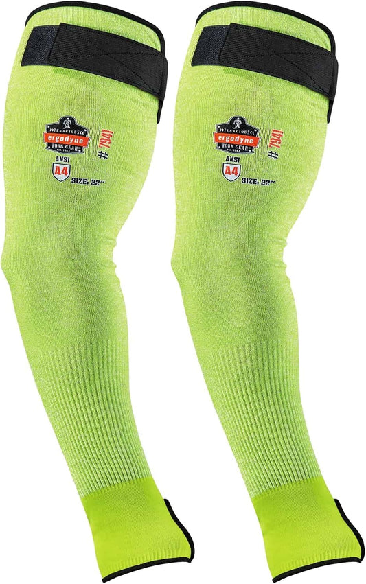 ProFlex 7941 Cut Resistant Protective Arm Sleeve, Cut Level A4, Pair, Lime, 22 Inch