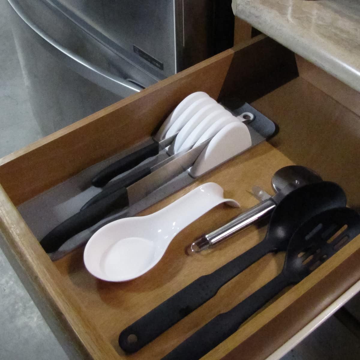 Non Slip In Drawer Knife Mat Kitchen Silverware Storage Utensil Holder Home Bin Organizer