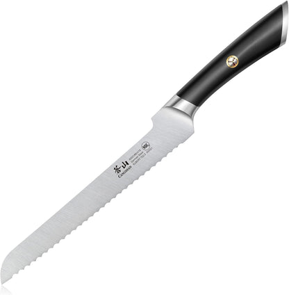 Cangshan ELBERT Series German Steel Forged 8" Offset Bread Knife (Black)
