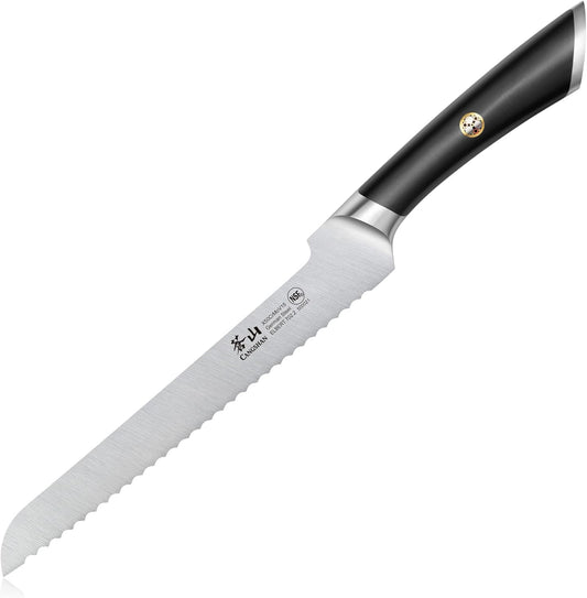 Cangshan ELBERT Series German Steel Forged 8" Offset Bread Knife (Black)