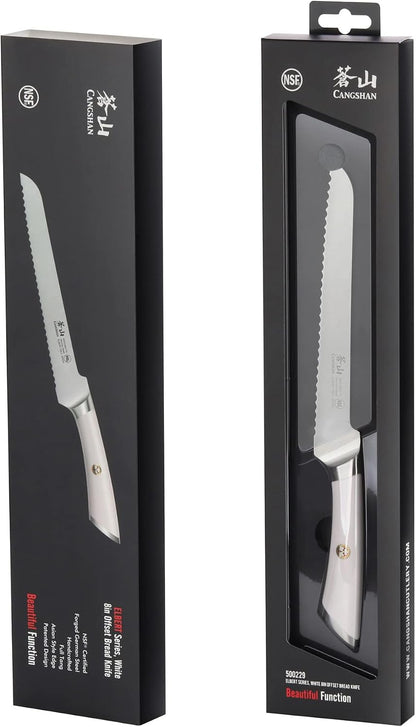 Cangshan ELBERT Series German Steel Forged 8" Offset Bread Knife (Black)