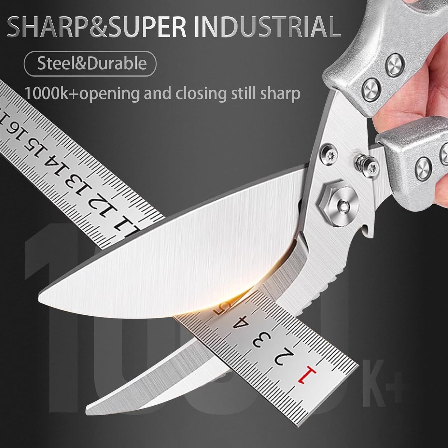 Professional Heavy Duty Kitchen Shears for Food – All in one Stainless Steel Chicken Shears Cut Bones, Meat, Fish Scales, Bottle Opener, Dishwasher Safe, Gift for Christmas Thanksgiving，Silver
