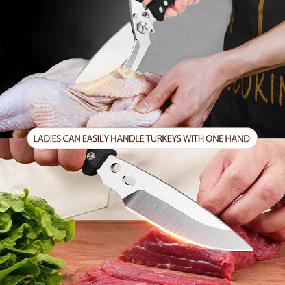 Professional Heavy Duty Kitchen Shears for Food – All in one Stainless Steel Chicken Shears Cut Bones, Meat, Fish Scales, Bottle Opener, Dishwasher Safe, Gift for Christmas Thanksgiving，Silver