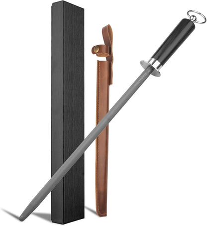 honing steel knife sharpener ，Wooden Handle knife sharpener rod,12 Inch Knife Sharpening Steel Honing Rod（mahogany）