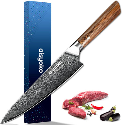 Aisyoko 5-Inch Paring Knife - Japanese VG-10 Super Steel 67-Layer Damascus Blade - Fruit Utility Knife for Carving & Peeling - Luxury Gift Box with Color Wooden Handle - Includes Scabbard
