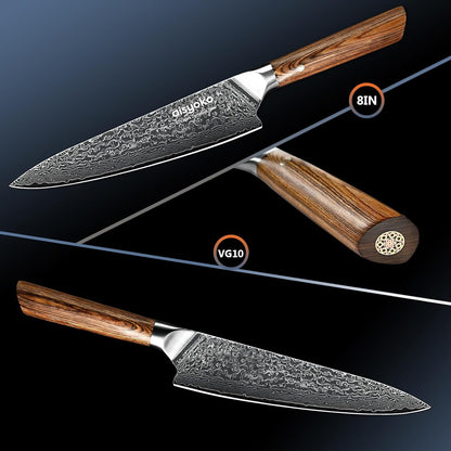 Aisyoko 5-Inch Paring Knife - Japanese VG-10 Super Steel 67-Layer Damascus Blade - Fruit Utility Knife for Carving & Peeling - Luxury Gift Box with Color Wooden Handle - Includes Scabbard