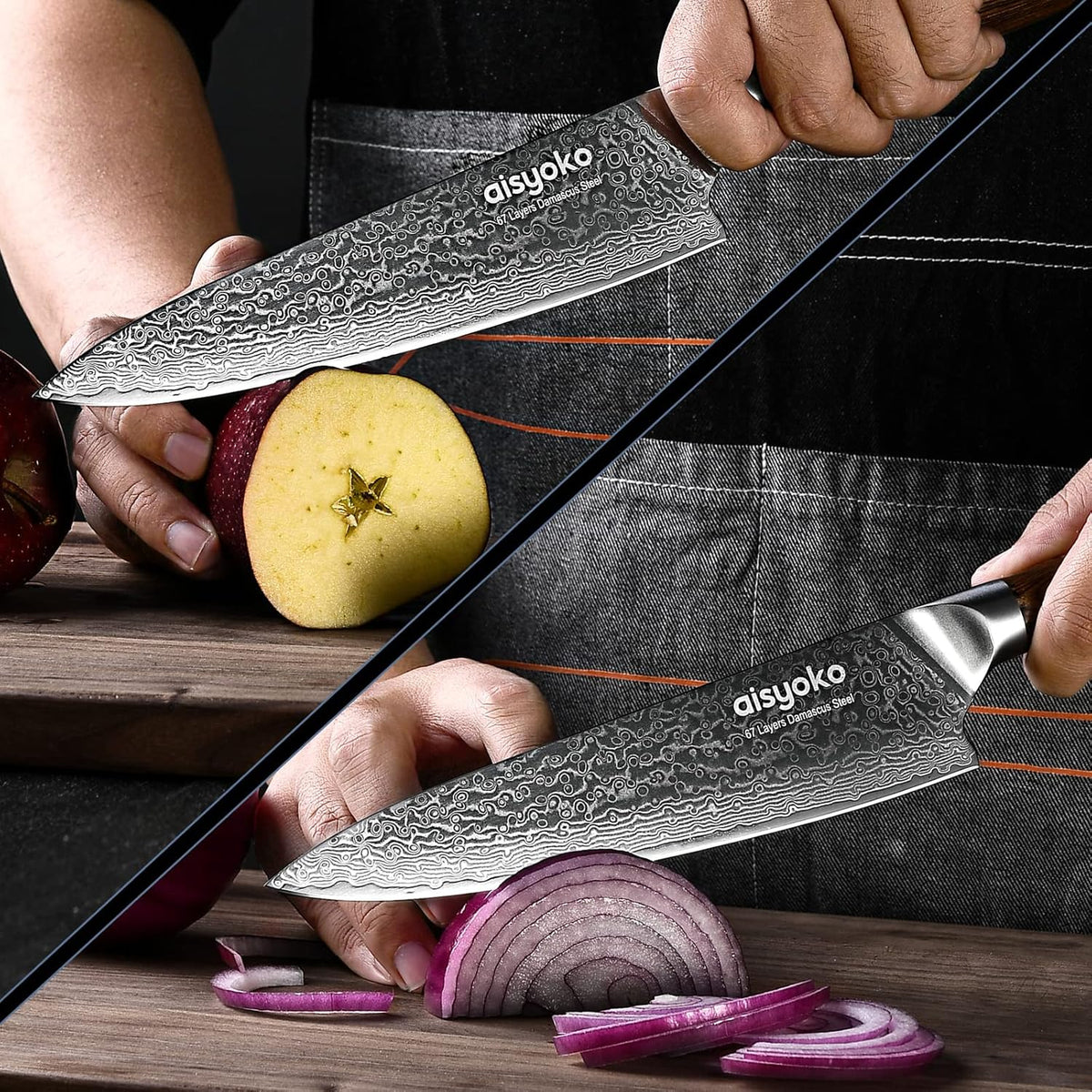 Aisyoko 5-Inch Paring Knife - Japanese VG-10 Super Steel 67-Layer Damascus Blade - Fruit Utility Knife for Carving & Peeling - Luxury Gift Box with Color Wooden Handle - Includes Scabbard