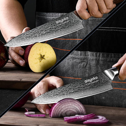 Aisyoko 5-Inch Paring Knife - Japanese VG-10 Super Steel 67-Layer Damascus Blade - Fruit Utility Knife for Carving & Peeling - Luxury Gift Box with Color Wooden Handle - Includes Scabbard