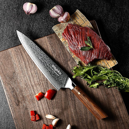 Aisyoko 5-Inch Paring Knife - Japanese VG-10 Super Steel 67-Layer Damascus Blade - Fruit Utility Knife for Carving & Peeling - Luxury Gift Box with Color Wooden Handle - Includes Scabbard