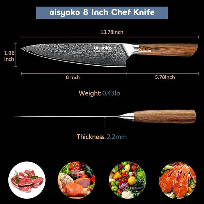 Aisyoko 5-Inch Paring Knife - Japanese VG-10 Super Steel 67-Layer Damascus Blade - Fruit Utility Knife for Carving & Peeling - Luxury Gift Box with Color Wooden Handle - Includes Scabbard