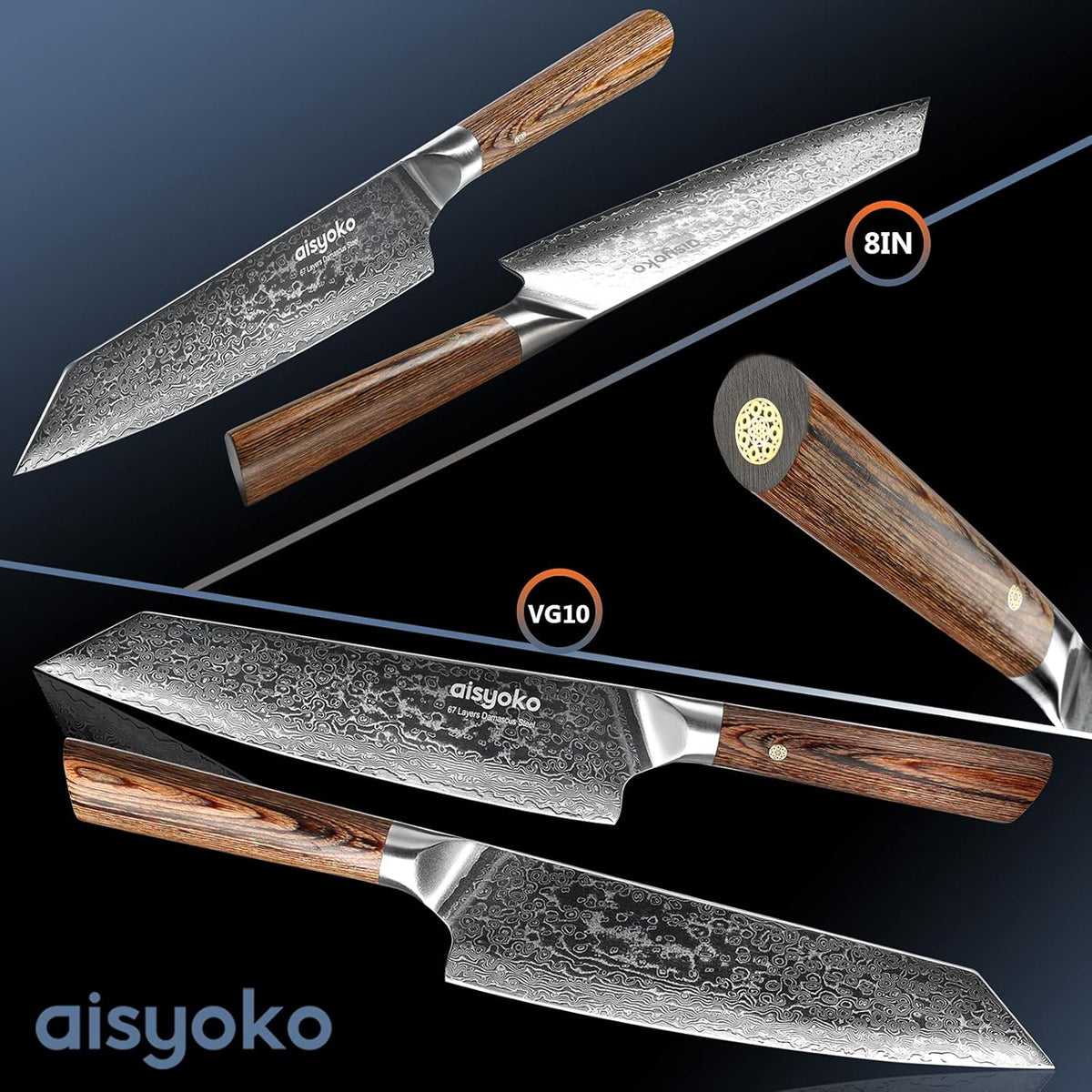 Aisyoko 5-Inch Paring Knife - Japanese VG-10 Super Steel 67-Layer Damascus Blade - Fruit Utility Knife for Carving & Peeling - Luxury Gift Box with Color Wooden Handle - Includes Scabbard