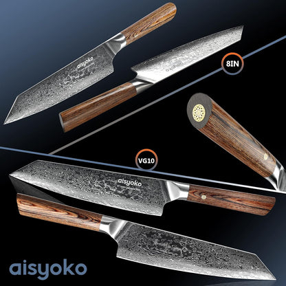 Aisyoko 5-Inch Paring Knife - Japanese VG-10 Super Steel 67-Layer Damascus Blade - Fruit Utility Knife for Carving & Peeling - Luxury Gift Box with Color Wooden Handle - Includes Scabbard