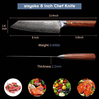 Aisyoko 5-Inch Paring Knife - Japanese VG-10 Super Steel 67-Layer Damascus Blade - Fruit Utility Knife for Carving & Peeling - Luxury Gift Box with Color Wooden Handle - Includes Scabbard