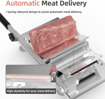 Manual Frozen Meat Slicer for Hot Pot, Upgraded Stainless Steel Meat Cutter for Beef Mutton Pork Roll, Food Slicer Machine for Shabu Shabu, BBQ, Sandwiches, KBBQ Home Cooking