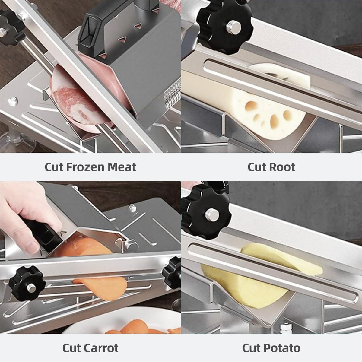 Manual Frozen Meat Slicer for Hot Pot, Upgraded Stainless Steel Meat Cutter for Beef Mutton Pork Roll, Food Slicer Machine for Shabu Shabu, BBQ, Sandwiches, KBBQ Home Cooking