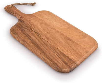 Acacia Wood Cutting Board, for Meat, Cheese, Bread, Vegetables & Fruits, with Grip Handle (15" x 7")