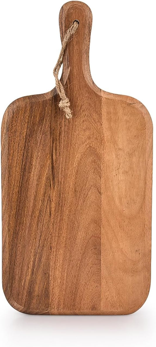 Acacia Wood Cutting Board, for Meat, Cheese, Bread, Vegetables & Fruits, with Grip Handle (15" x 7")
